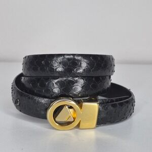 Vintage Liz Claiborne Skinny Leather Crocodile Belt Clean Girl Minimalist 26